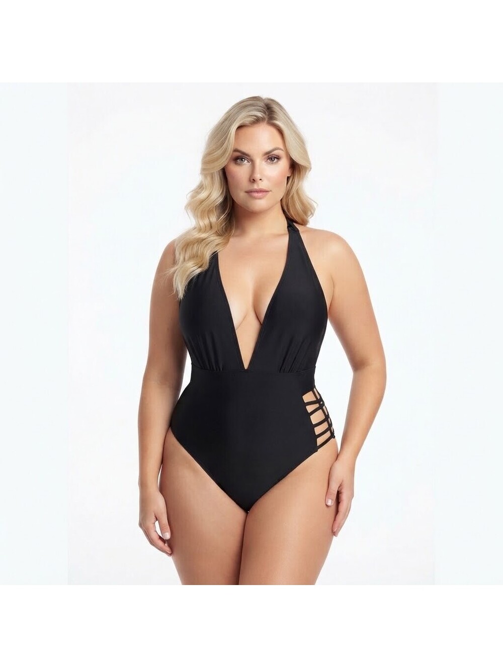 Women’s Plus Size 18W Black One-Piece Swimsuit Sexy Classic